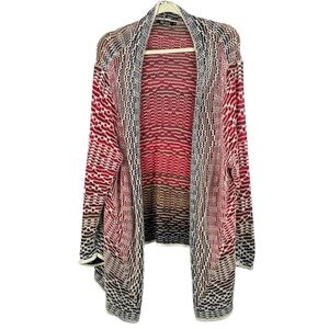 NIC+ZOE Linen Blend Multi-Color Open Front Knit Cardigan Sweater - Plus Size 3X